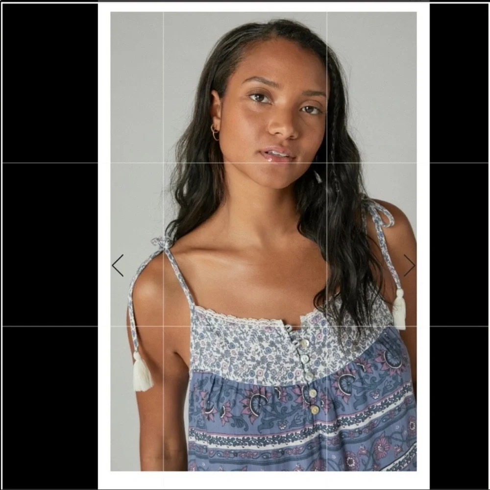 Lucky brand Mixed print tie sleeve tiered dress - Picture 4 of 13